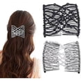 thumbnail image 1 of Stretch Beaded Hair Combs,Magic Crystal Beads Slides,Elastic Pearls Double Combs Vintage Double Slide Clips DIY Hair Accessories for Women 2PCS, 1 of 5