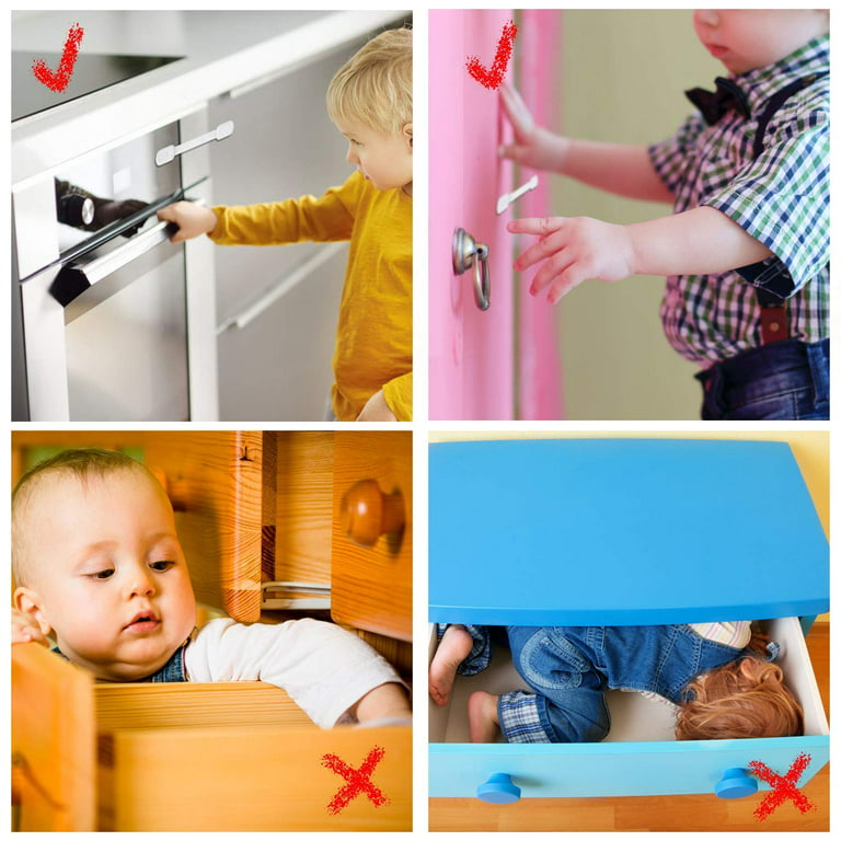 8 Pack Baby Proofing Cabinet Strap Locks - Kids Proof Kit - Child Safety  Drawer Cupboard Oven Refrigerator Adhesive Locks - Adjustable Toilets Seat