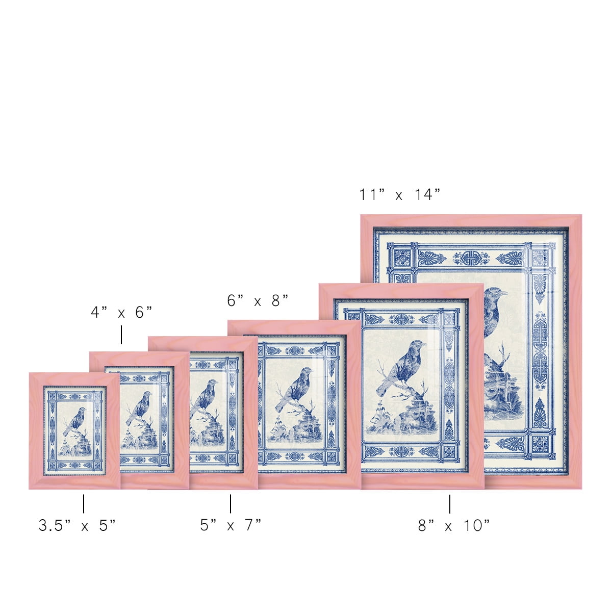 Toile de Jouy I -Framed Print w/glass-Sunset Pink