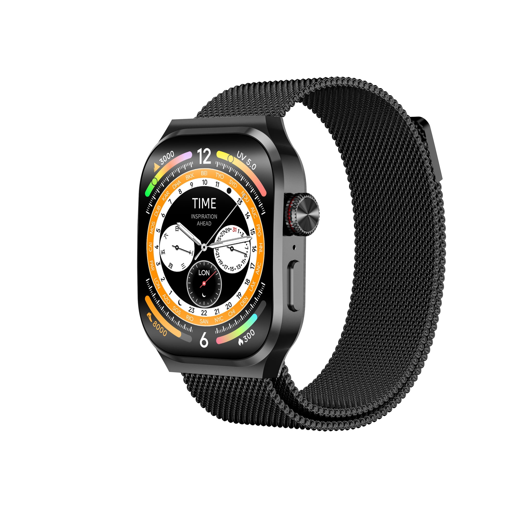 E EYAFA Smart Watch JS Watch 10S 2.13 inch AMOLED Screen Bluetooth Call Sports Watch with 4GB Local Memory Wireless Charging for Men and Women-Black