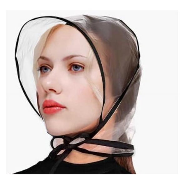 TELOLY 2 Pack Clear Rain Bonnet with Visor, Waterproof Plastic Scarf Hat for Women, Reusable Hair Protection Cover for Commuting and Travel, Lightweight Windproof Headwear