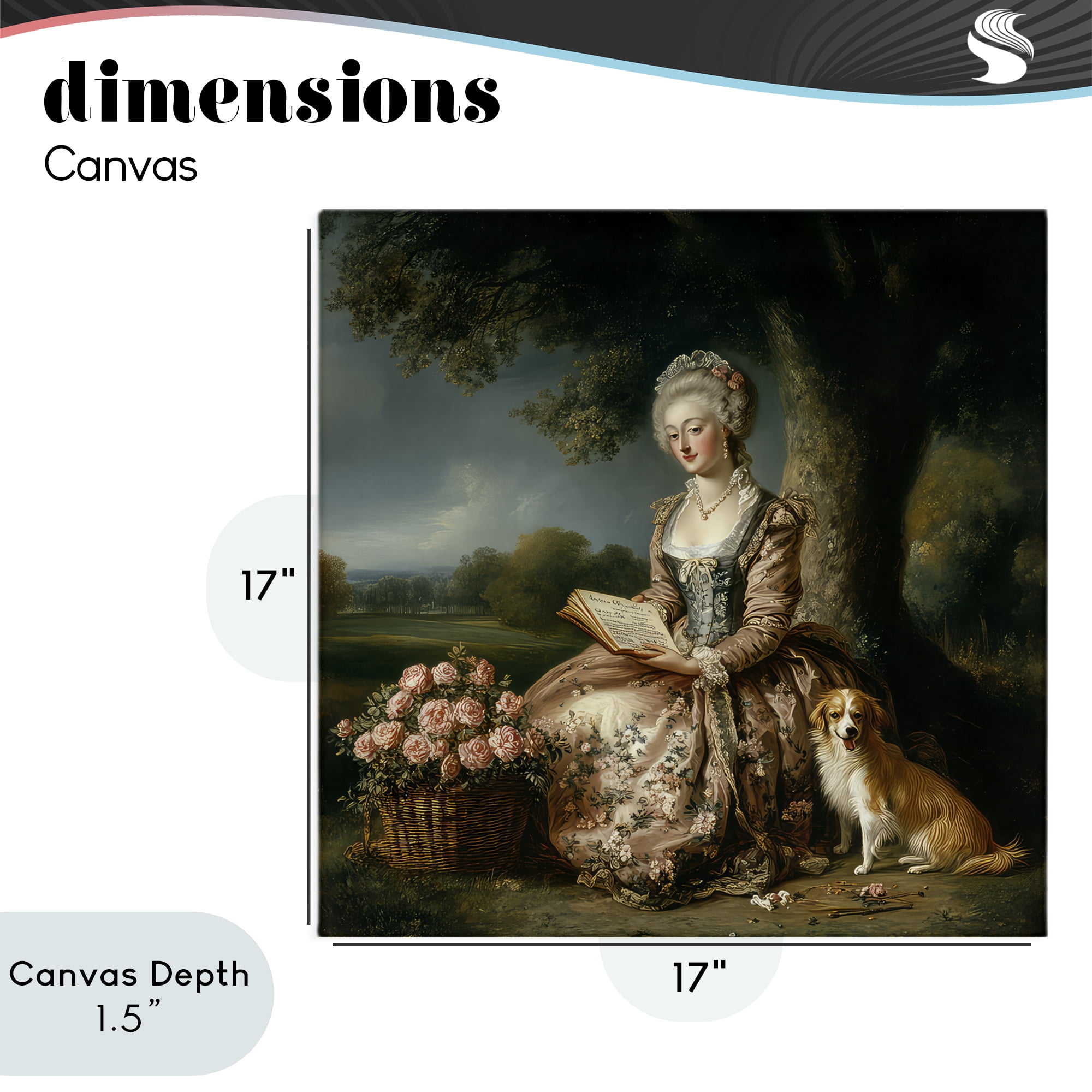 Stupell Industries Rococo Woman with Dog Canvas Wall Art, design by The Wands Want