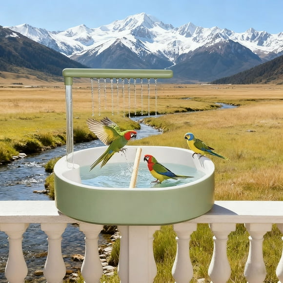Automatic Bird Bath For Parrots With Rain Showers And Water System