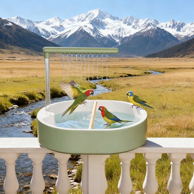 Automatic Bird Bath For Parrots With Rain Showers And Water System