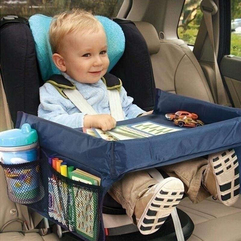 Activity Snack Tray & Organizer for Car Seat Kids Travel Play Tray 