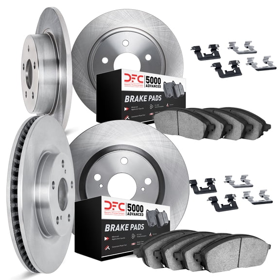 Dynamic Friction Company Front and Rear Rotors with 5000 Advanced Brake Pads includes Hardware 6514-01041
