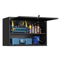 Metal Wall Storage Cabinet Adjustable Shelf 22'' Tall Steel Garage Wall Mounted Cabinet Lockable Floating Garage Storage Shop Trailer Tool Assembly Required