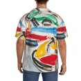 thumbnail image 3 of Pofeuu Colorful Abstract Bumper Cars Print Mens Casual Short Sleeve Shirts Beach Summer Spread Collar Pocket Tops Men's Casual Short-sleeved Shirt-X-Large, 3 of 5
