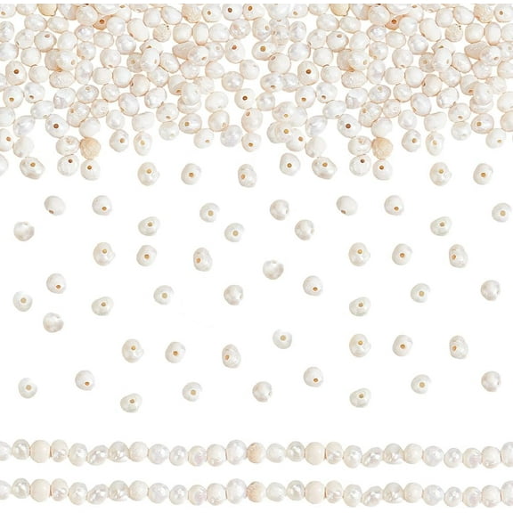 142 Pcs Natural Pearl Beads 2mm Tiny Seashell Color Freshwater Cultured Real Pearls for DIY Necklace Jewelry Making Oval Shape 0.5mm Hole