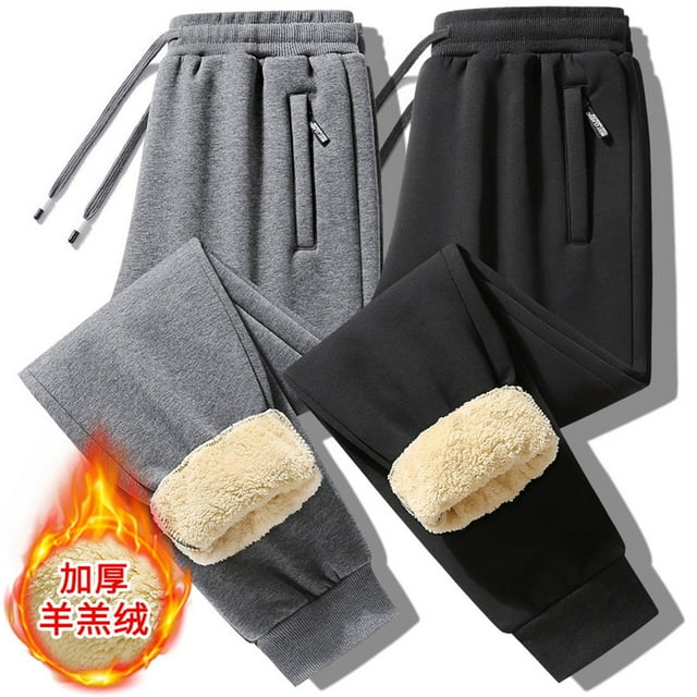 RKSTN Man Polyester Trousers Man Solid Color Lamb Wool Fleecing Intensification Trousers Warm Pajama Pants Full Length Pants