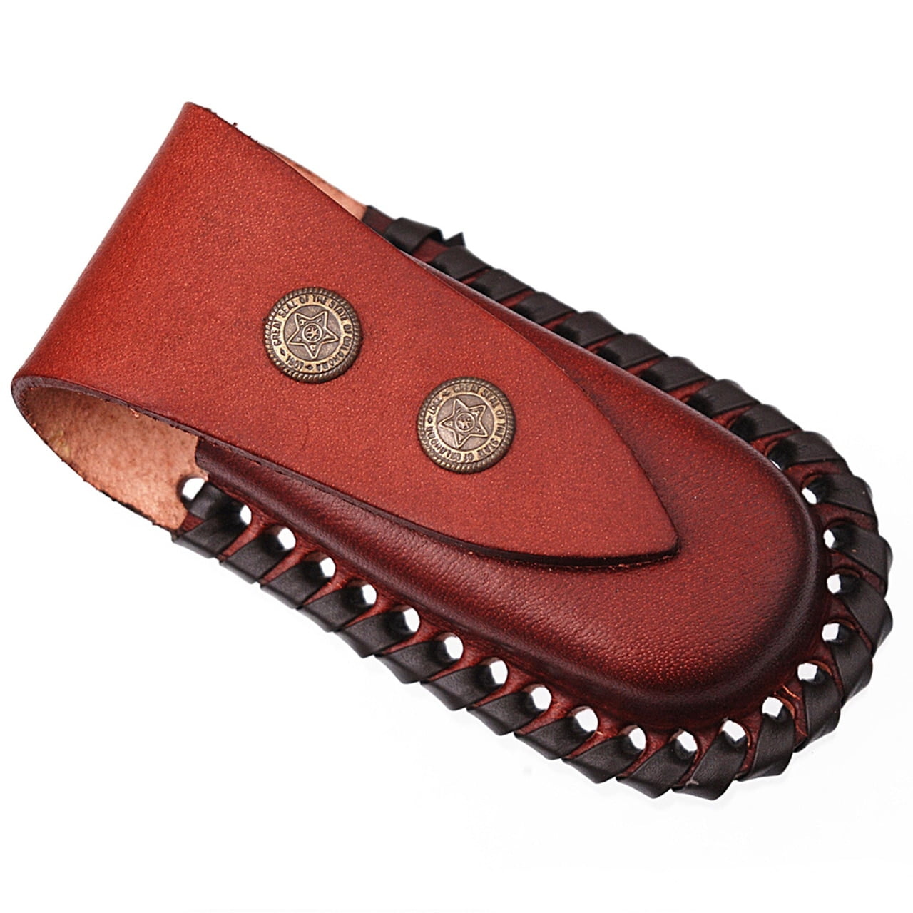 White Deer Executive Black & White Marble Series Damascus Folding Knife Brass & Copper File work