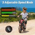 thumbnail image 3 of TOKTOO 36V Electric Dirt Bike for Kids, Peak 700W Kids Electric Dirt Bike, Gift for Boys Girls Aged 4-10Y, 3 Speed Modes, Max 15.5 MPH,13.7 Miles Long Range, 3 Headlight Modes, Red, 3 of 10