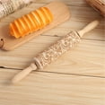 Christmas Rolling Pin Engraved Carved Wood Embossed Rolling Pin Kitchen