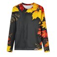 thumbnail image 4 of Stylish Maple Leaf Print Long Sleeve T-Shirts for Women Loose Crewneck Pullover Tunic Blouse Going Out Casual Graphic Tee Tops, 4 of 4
