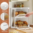 thumbnail image 4 of Corner Bread Box for Kitchen Countertop, Double Layer Bamboo Bread Storage Container, Large Farmhouse Bread box with Acrylic Wavy Door Panel, Under Cabinet Organizer (White, Extra Large), 4 of 14