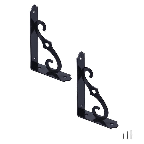 2 Pcs Decorative Shelf Brackets, Wall Mounted Floating Shelf Bracket, Heavy Duty L Shape Shelf Bracket for Floating Shelves DIY Home Kitchen