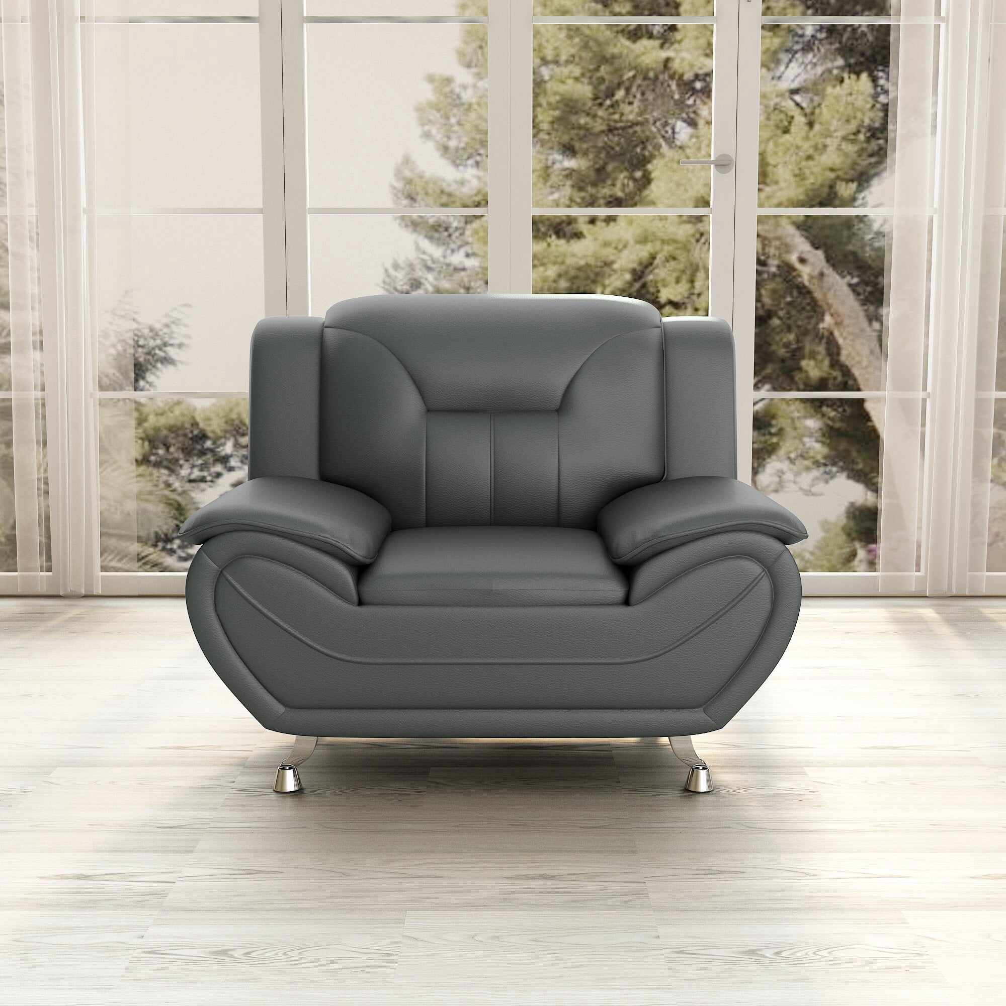 Sanuel 47.3" Wide Faux Leather Club Chair