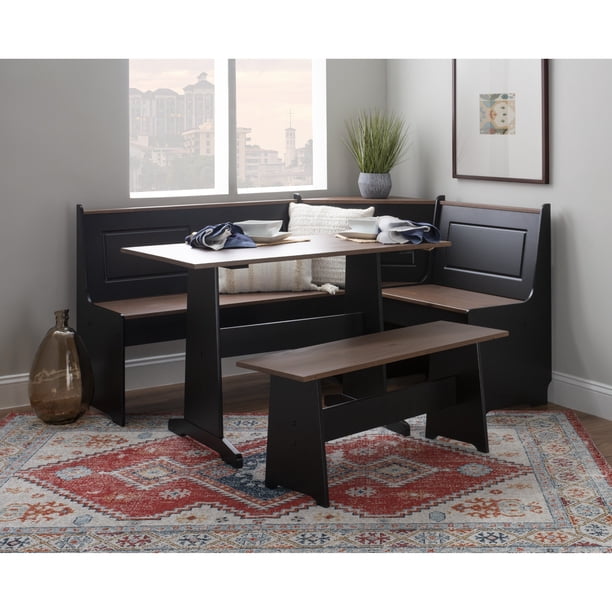 Linon Ardmore Corner Dining Breakfast Nook with Table and Storage