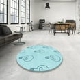 thumbnail image 3 of Ahgly Company Indoor Round Patterned Blue Diamond Blue Area Rugs, 5' Round, 3 of 6