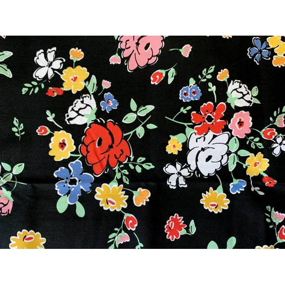 Mainstays 100% Cotton 1 Yard Precut Fabric Multi-color Black Floral