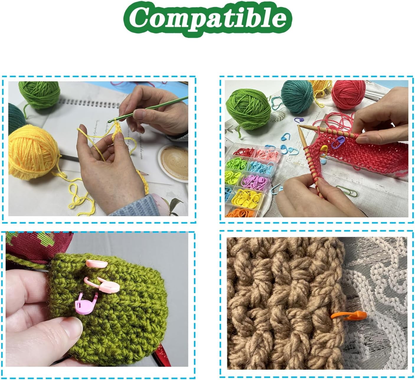 150 Pieces Knitting Crochet Locking Stitch Markers Needle Clip Counter 10 Colors (Color Ship Randomly)