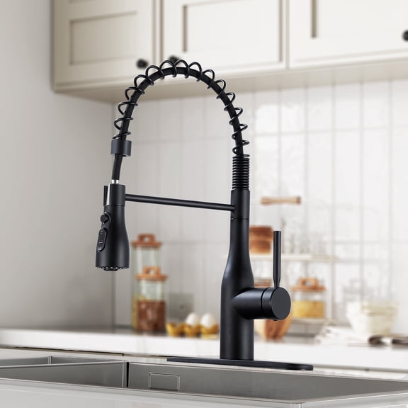 Sunrinx Matte Black Pull Down Kitchen Faucet Stainless Steel 3-Spray Kitchen Sink Faucet