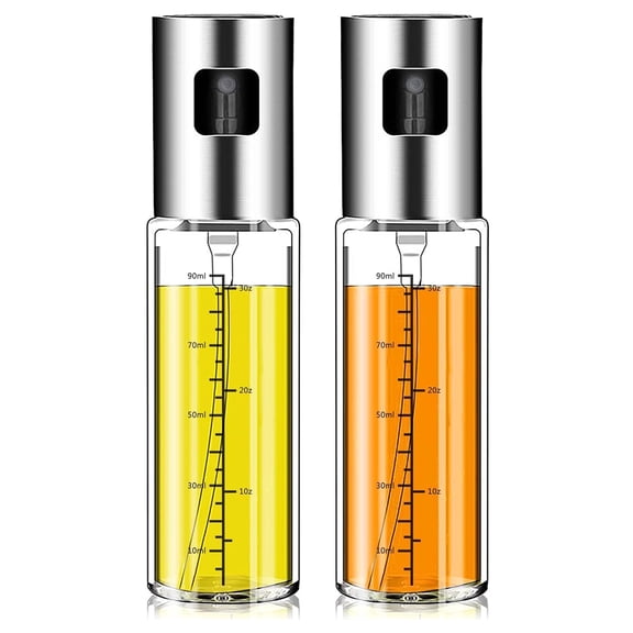 Asunby 2-Pack 11oz Oil Sprayer for Air Fryer & Cooking – Leak-Proof Continuous Spray with Portion Control, Food-Grade Glass Bottle for BBQ/Salads