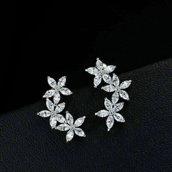 Divine Creation 2.00Ct Marquise Cut Diamond Push Back Stud Earrings 14K White Gold Plated 925 Sterling Silver