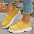 thumbnail image 5 of Womens Loafers Slip On Platform Walking Shoes Yellow Comfortable Flats Chunky Sole for Casual & Work,Size 9, 5 of 9