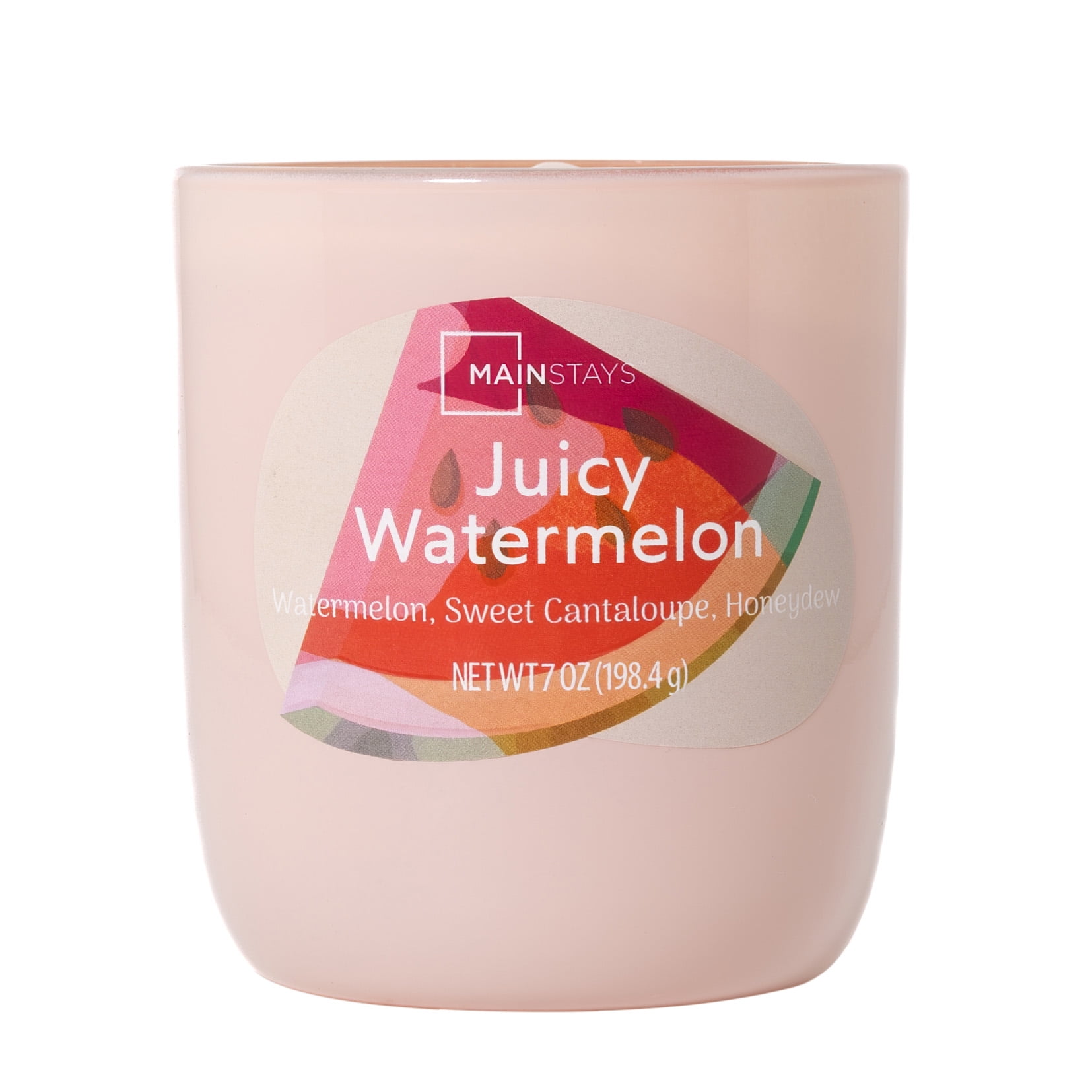 Mainstays 1-Wick Glossy Glass Candle, Juicy Watermelon, 7 oz