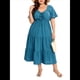 thumbnail image 2 of Vestido Bohemio de Talla Grande para Mujer, Verano 2025, Midi, , Corta, Escote Corazón, Cintura Elástica Azul XXL, 2 of 9