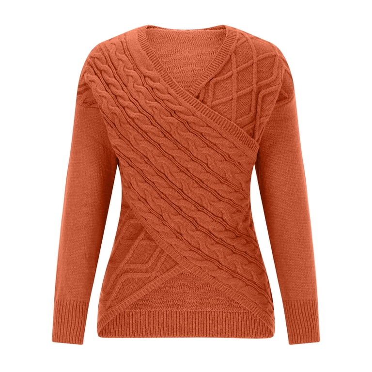 Pull Femme Décontracté à Col V - Marque Honey Punch - Taille L - Brun/Orange - Occasion Très Bon état