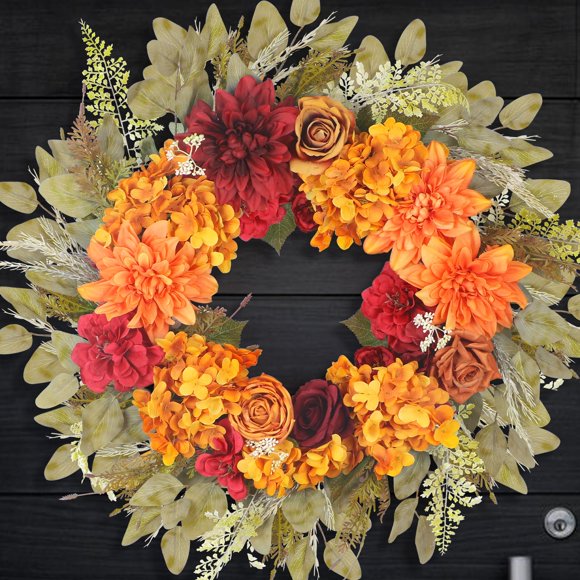 Kmise 26 Coronas De Otoño Para Puerta De Entrada Exterior, Decoración Vívida De Acción De Gracias, Corona Con Hortensias, Decoraciones De Otoño Para El Hogar, Halloween, Acción De Gracias