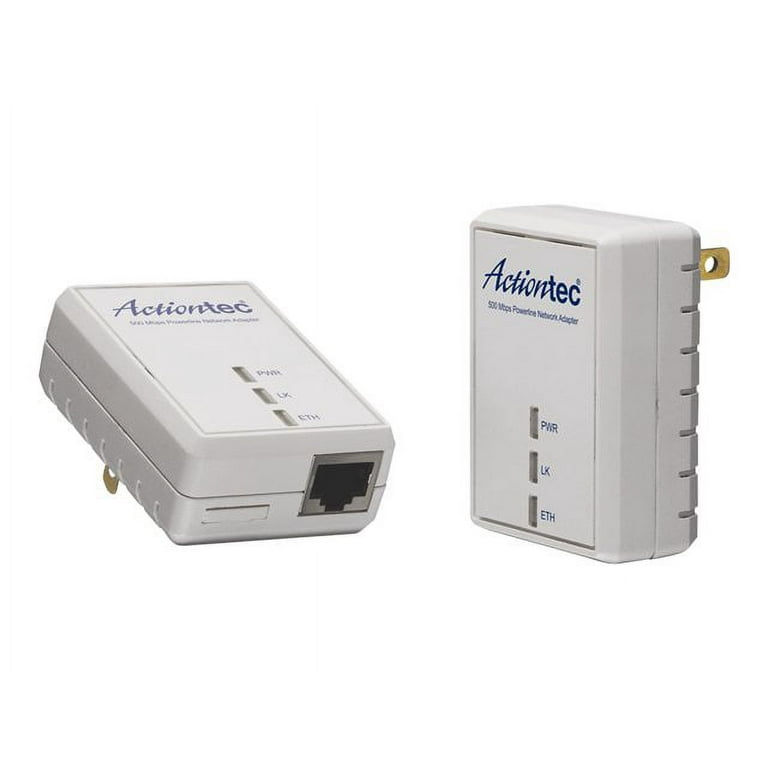 Actiontec 500 Mbps Powerline Network Adapter Kit PWR511WB1 - Powerline  adapter kit - HomePlug AV (HPAV), IEEE 1901 - wall-pluggable 