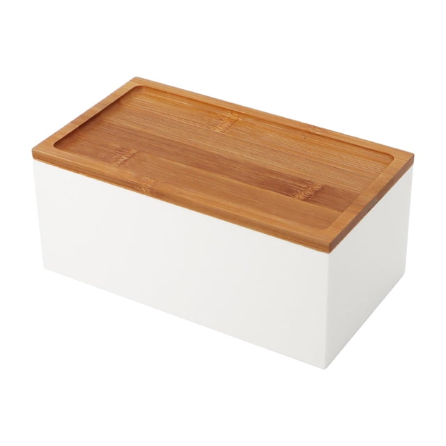 Caja de almacenamiento de escritorio para guardar maquillaje, multiusos, resistente al polvo y para guardar artículos diversos. Cubierta cóncava blanca
