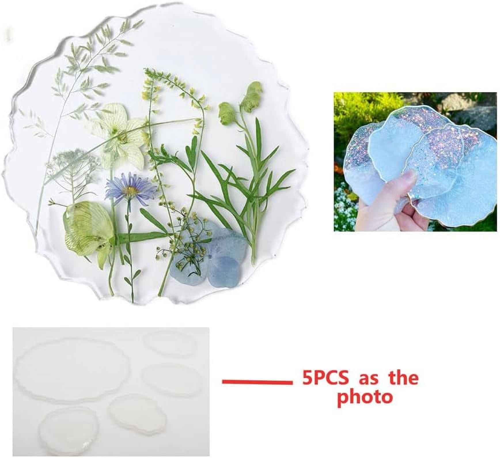 BLESSI 5 Pack Geode Agate Coaster Molds Geode Tray Molds Tray and Coaster Geode Epoxy Silicone Resin Molds Molds 4 Small with 1 Big