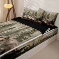 thumbnail image 3 of Erosebridal Rustic Sleeping Wolf Zipper Full Size Comforter Sets with Fitted Sheet and 2 Pillowcases,Pine Tree Silhouette Zipper Bedding Set,Beige Brown,Black Reversible, 3 of 6