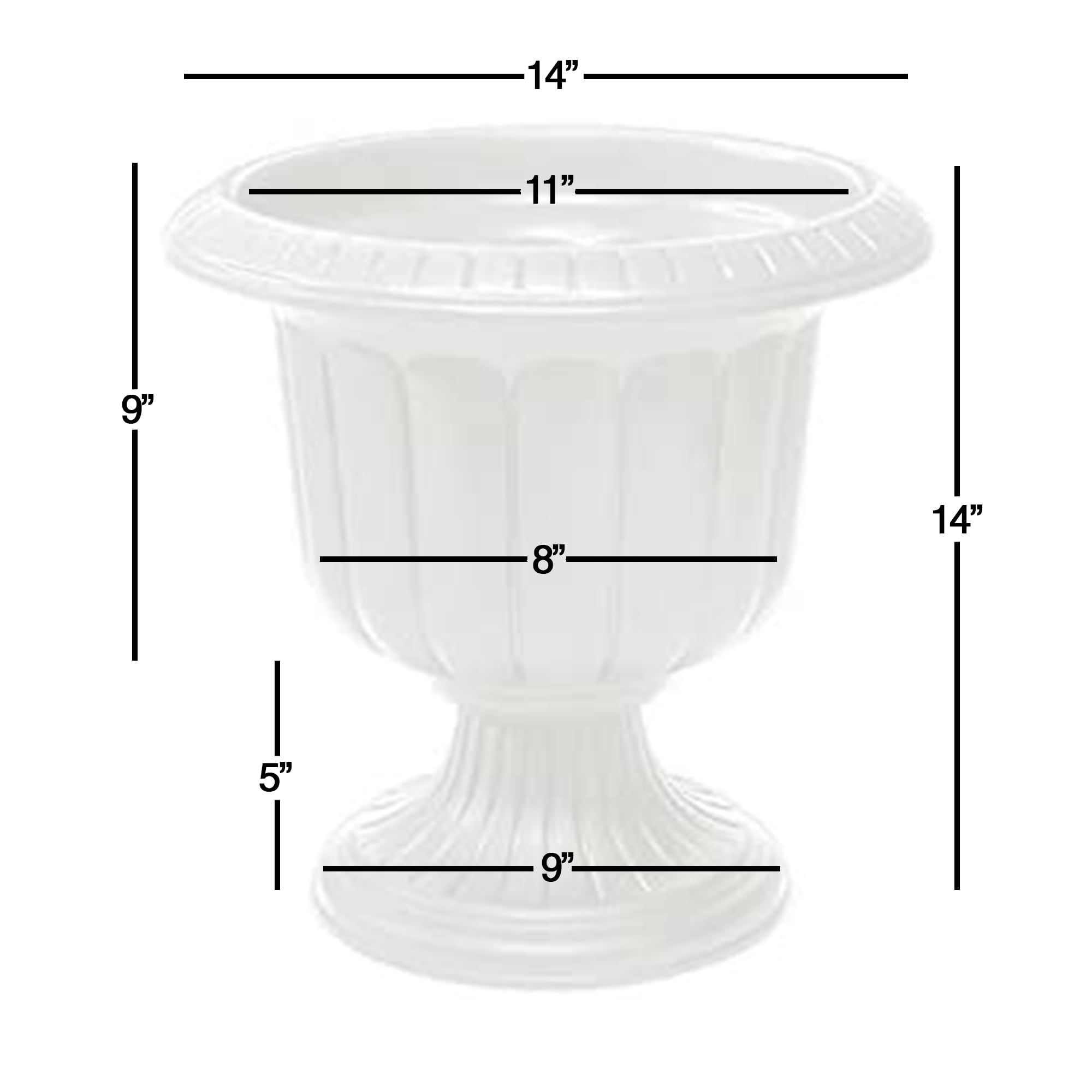 Root & Vessel Classic Urn Planter, 14-Inch, White – Elegant, Lightweight, Weather-Resistant Flower Pot for Indoor & Outdoor Use