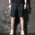 thumbnail image 4 of Pantalones cortos cargo para hombre, sólidos, con bolsillos, estilo urbano, elásticos, informales, de verano, holgados, de nailon, estilo Y2k, 4 of 5