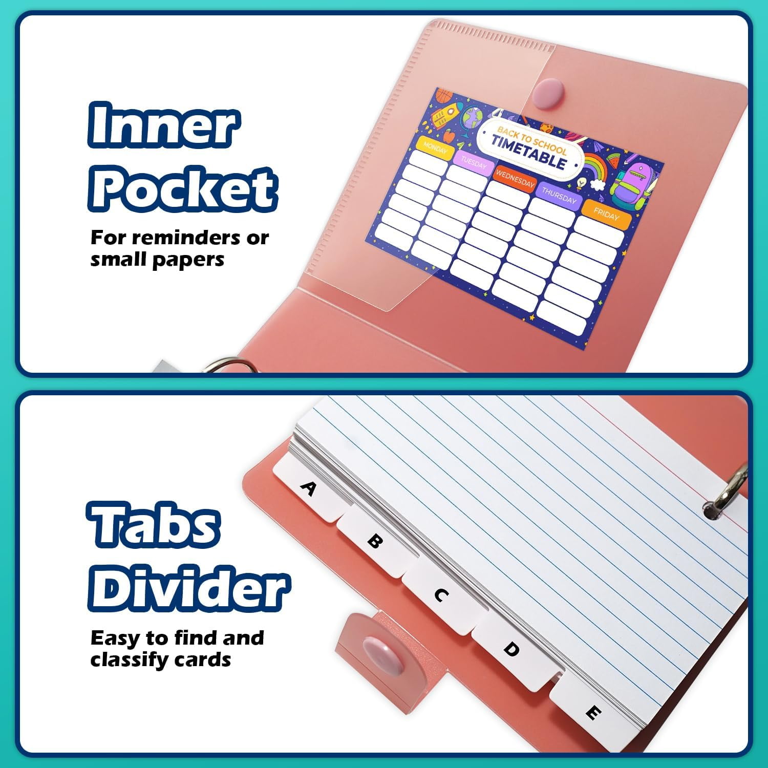 3 Pack 3x5 Lined Index Cards with Ring Binder Holder and Dividers, 100 Ruled Cards