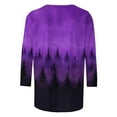 thumbnail image 5 of Elvqul Plus Size Blouses for Women Purple Crew Neck Western Cowboy Tops 3/4 Sleeve Soft Pullover Print Tshirts Holiday Blouses, 5 of 5