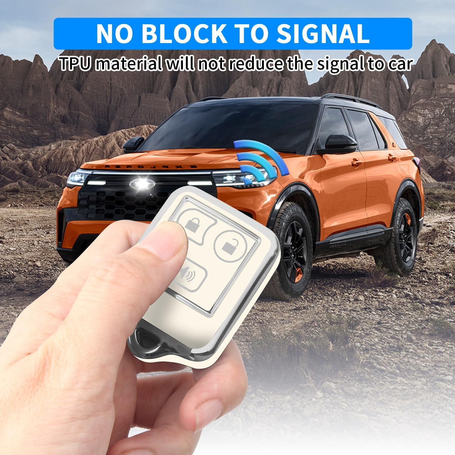 Key Fob Cover Compatible with Fit for Ford Mustang Focus Explorer Edge Taurus Lincoln Mercury Smart Car 4 Buttons Soft TPU Full Protector Keychain Case Holder Protector