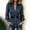 Dark Blue, variant on Women's Denim Blouse V Neck Mesh Long Sleeve Top with Buckle Belt Spliced Chiffon Casual Loose Fit Summer Shirt Dark Blue