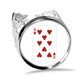 thumbnail image 1 of Heart 8 Playing Cards Pattern Ring Adjustable Love Wedding Engagement, 1 of 3