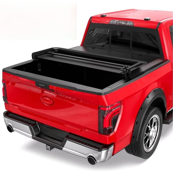 Suitable for Tri 3-Fold 5.5 FT Soft Folding Truck Bed Tonneau Cover On Top Compatible with 2015-2024 2025 Ford F150 F-150 Bed 3 Fold Styleside