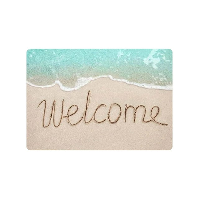 Summer Beach Coastal Doormat Non Entryway Rug Mat for Indoor Outdoor Use Welcome Ocean Design Floor Carpet for Balcony Yard Front Door