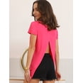 thumbnail image 3 of Doublju Womens Basic Split Open Back T-Shirt With Plus Size, 3 of 4