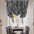 thumbnail image 3 of Black Striped Balloon Curtains 63 Inch Length for Living Room/Bedroom, Retro Wave Lines Texture Simple Rod Pocket Privacy Door Curtains Decorative Tie Up Shade for Window 52"x63", 3 of 8