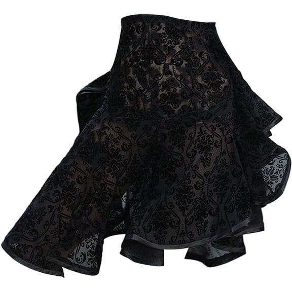 vlrwzc Women's Latin Dance Lace Split Skirt, Latin Dance Dress Practice Skirt Competition Dress, Short Skirt