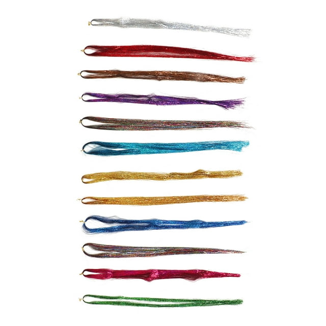 Mechón de oropel ANGGREK juego de oropel para el cabello resistente al calor brillante 12 colores para niña